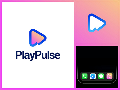 PlayPulse – Modern Gradient Play Icon & App Logo Design app icon design branding design colorful app icon entertainment logo gradient logo media logo minimalist logo design modern logo music logo play button icon play logo podcast logo tech brand identity ui app icon video streaming logo