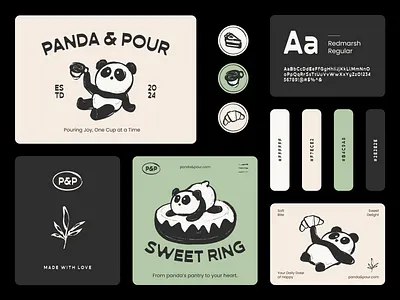 Panda & Pour - Visual Identity for Coffee Shop bakery brand brand guide brand identity brand studio branding cafe coffee coffee shop design drink espresso graphic design identity design logo menu design packaging packaging design print restaurant branding