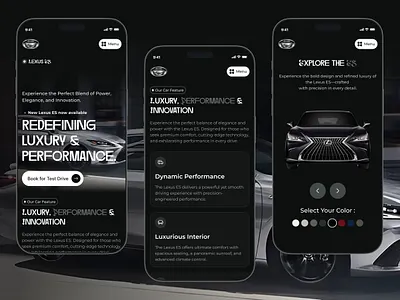 Lexus ES – Mobile Responsive app car interface mobile popular product service startup ui ux