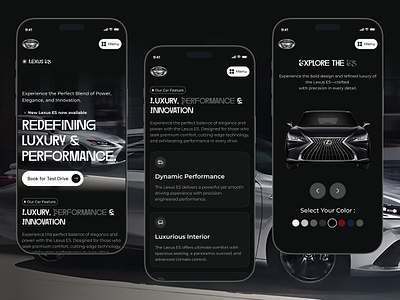 Lexus ES – Mobile Responsive app car interface mobile popular product service startup ui ux