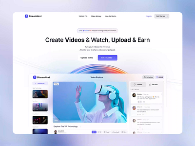 StreamNext - Video Streaming & Content Platform UI/UX content creator creator dashboard design landing page media platform minimalist ui motion design ott platform saas streaming ui ui ui design ui trends uiux design video app design video streaming web app web design website design