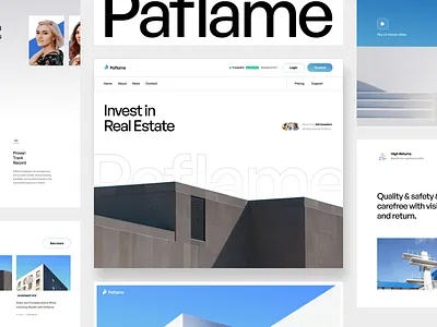 Real Estate Investment Website - Paflame blue clean invest website investment website landing page landing page design real estate real estate design ui design uiux website website design