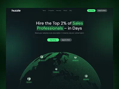 Talent Hiring Platform Landing Page Design business ui dark mode dribbble figma global hiring graphic design hiring platform landing page landing page design modern ui product design sales platform startup design talent acquistion ui ui design ux design web design website website design