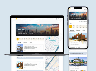 Trip Planner UI – Desktop & Mobile card design responsive travel ui ux webdesign