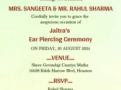 Graceful Traditional Ear Piercing Ceremony Invitation ceremony earpiercing invitation