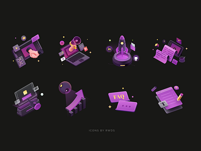 Icons blockchain comment crypto data illustration isometric web3