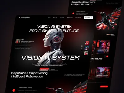 Artificial Intelligence Dark Futuristic Landing Page about us ai artificial intelligence blog card chat gpt dark dashboard ecommerce form futuristic gradient home icon journey machine learning tech technology