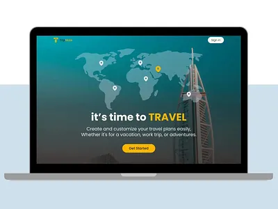 Travel Planner -Landing Page animation card design landing page logo motion graphics prototype responsive travel ui webdesign