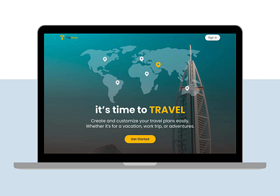 Travel Planner -Landing Page animation card design landing page logo motion graphics prototype responsive travel ui webdesign