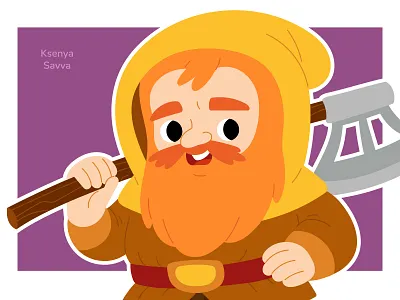 Cartoon fantasy character gnome with an axe adobe illustrator axe cartoon character character design children concept art cute dwarf fairy tale fantasy for kids gnome illustration man vector