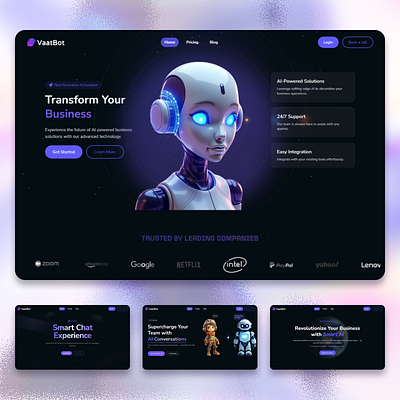 VaatBot — AI Chatbot & Business Landing Template aichatbot aiwebsite branding businesswebsite design frontenddevelopment landingpagedesign logo modernwebdesign reactjs responsivedesign saasdesign saaslandingpage startupwebsite tailwindcss techdesign ui uidesign uxuidesign webdesign
