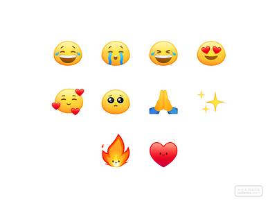 Cute emojis clean cute desing emoji fire heart icons illustrator kawaii laugh mexico smile vector 絵文字