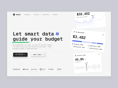 Verto home page ai design home landing page layo saas ui ux website