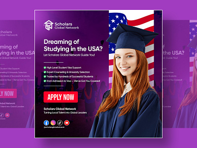 Social Media Design Scholars Global Network | Banner Ads Design ads banner ads banner design design education banner instagram instagram banner instagram post instagram stories instagram template landing page linkedin ads marketing design social media social media banner social media design social media pack social media templates web design