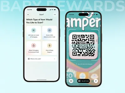Scan QR Code Page – Baby Rewards App app app design baby rewards app ios loyalty app ui mobile mobile app parenting qr code qr code rewards qr code scan page reward points rewards app rewards redemption app scan scan page scan to earn app