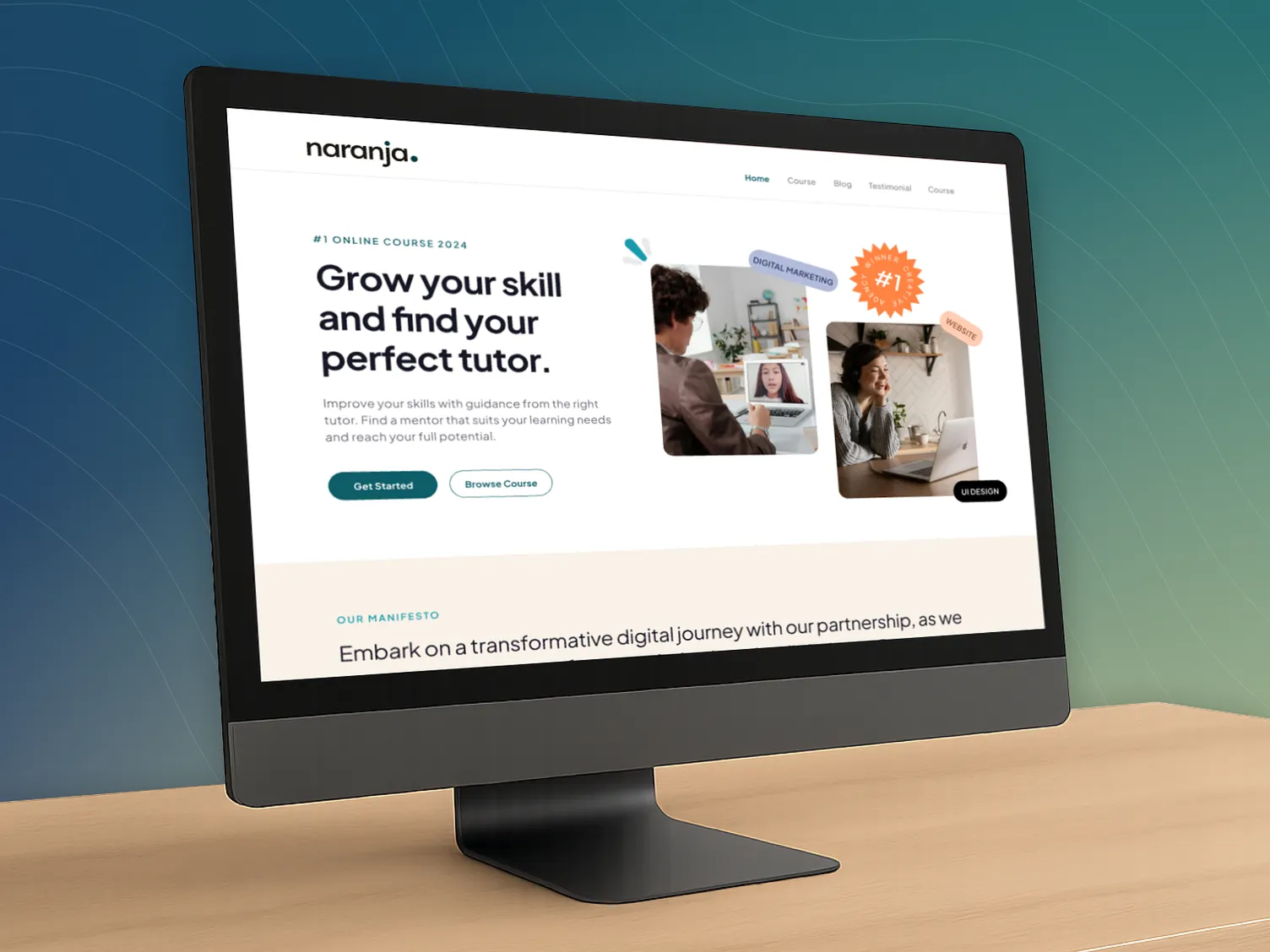 Naranja - Online Course Landing Page with Mockup clean course education landing landing page light multipurpose online course page ui ui design ux web design web template