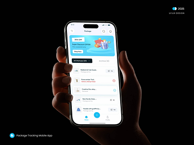 Package Tracker Mobile App - UX/UI Design app app design delivery app discount banner ui ecommerce mobile mobile app package tracker parcel parcel delivery product design uiux user interface