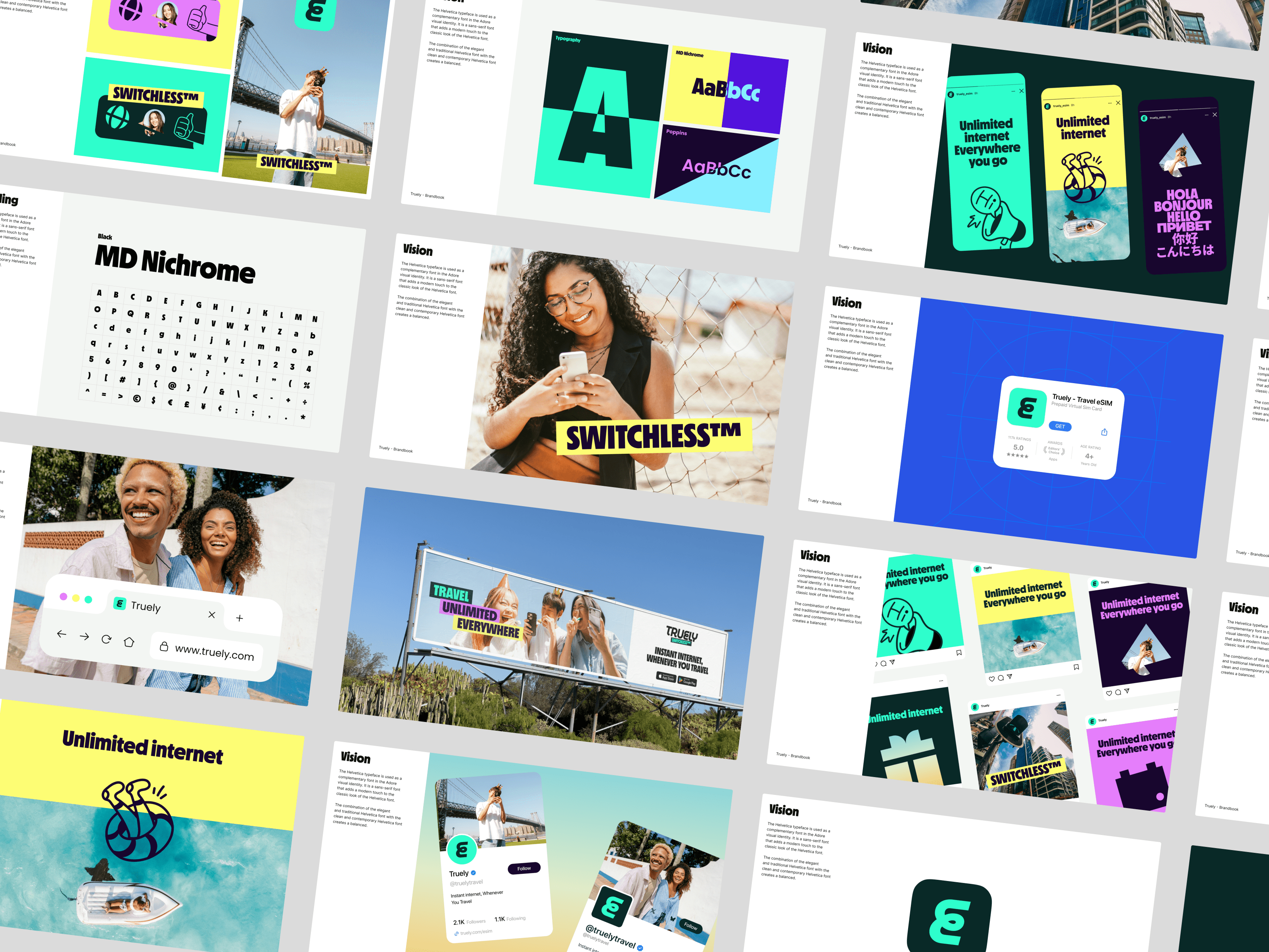 Truely eSIM: branding animation brandbook branding digitalnomad identity marketing social media social post styleguide travel tech visual identity