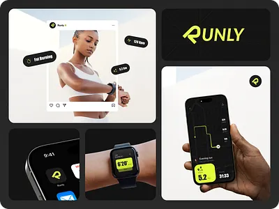 Runly - Branding for Fitness Mobile App bold brand identity branding concept fitness branding logo logo design sports branding ui branding visual identity