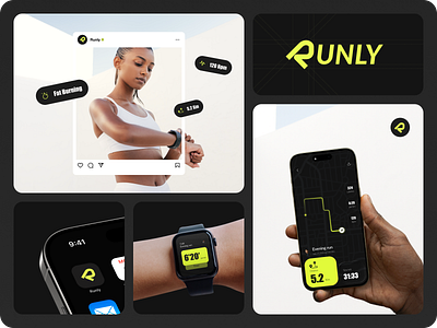 Runly - Branding for Fitness Mobile App bold brand identity branding concept fitness branding logo logo design sports branding ui branding visual identity