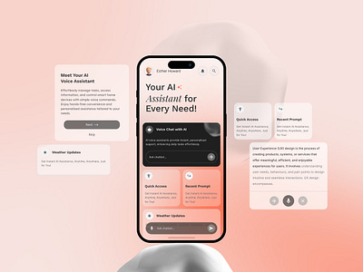 AI Assistant App Design - Mobile app Interface Design ai ai assistant ai voice assistant aiapp aichatbot app design artificial intelligence chatbot chatgpt chatui design gradient mobile app mobile application modern perplexity ui design uidesign voiceassistant