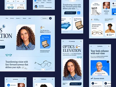 Lensora - Eyewear Brand Website ecommerce eye wear eyecare eyes eyewear website design fashion frames glasses graphic design homepage landing page lunettes optical optics shades style sunglasses web design website website design