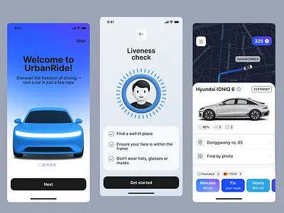 UrbanRide – Smart Car Rental App UI/UX Design appuiconcept carrentalapp carsharing darkmodeui electricvehicles futuristicdesign geolocationui livenesscheck minimaldesign mobileappdesign onboardingscreens productdesign ridehailing smartmobilit traveltech uiuxdesign urbanride usercentereddesign uxinspiration vehiclebooking