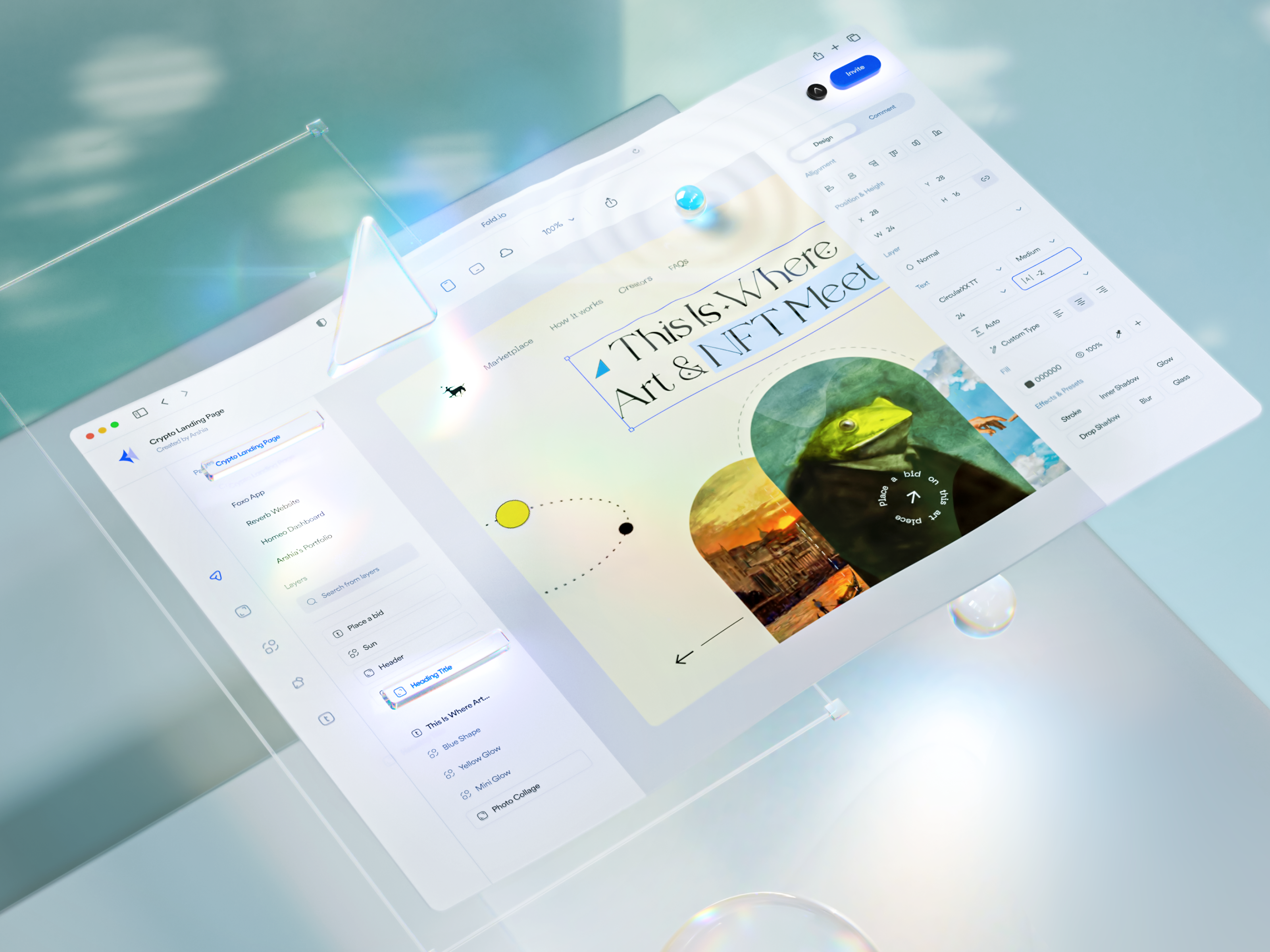 Fold :: Web Builder App 3d app clean component design design app figma inspiration light minimal presentation ui ux web builder
