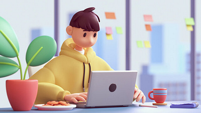Portrait of successful young asian programmer guy 3d animation app branding design flat graphic design icon illustration illustrator logo minimal motion graphics typography ui ux vector web web design website