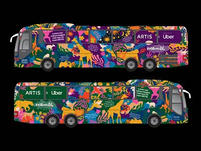 Artis Royal Zoo school bus amsterdam animal illustration animal kingdom animals art bus educational fauna flowers illustration jungle leaves nature plants royal zoo school bus science summer wrap zoo