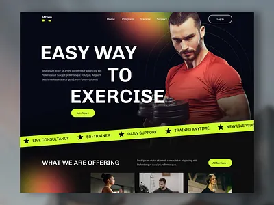 Gym & Fitness Website Landing Page UI Header design fitness fitness club fitness landing page fitness website fitness website design gym gym motivation gym website design header homepage landingpage online fitness ui ux website workout website