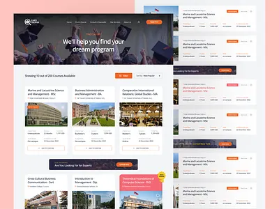 Universities, Graduation, Educational Platform Inner Page branding clean design couching courses design education educational platform homepage illustration inner page landing page logo minimal other page ui uiux university university admission university admission website ui website