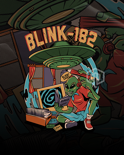 ALIENT EXIST - BLINK 182 artwork band blink182 branding commissionwork design illustration illustrator logo music outdoorapparel popunk punk rock tshirt ui