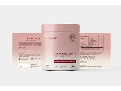 Glow & Balance Protein Powder – Label Design label design packaging design