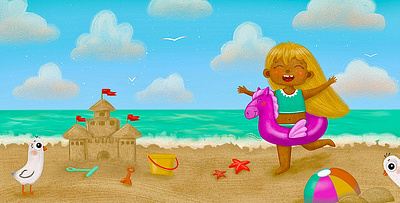Children's Book Illustration "Sun-Kissed Summer" 3d animation app branding design flat graphic design icon illustration illustrator logo minimal motion graphics typography ui ux vector web web design website