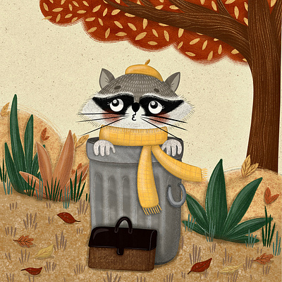 Fall-inspired Illustrations "Whispers of Autumn" Raccoon animation app branding design flat graphic design icon illustration illustrator logo logo design minimal motion graphics typography ui ux vector web web design website