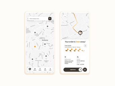 Map and Delivery UI branding high fidelity minimal modern
