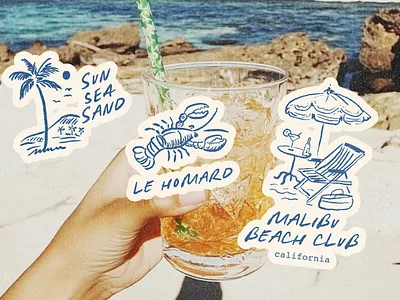 Doodles and Merlot By Moonlight Font beach doodles font hotel island life ocean seafood stickers summer vacation