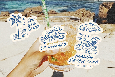 Doodles and Merlot By Moonlight Font beach doodles font hotel island life ocean seafood stickers summer vacation