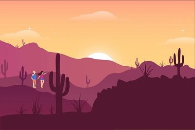 Sunset with couple - Parallax animation animation couple parallax sunset ui
