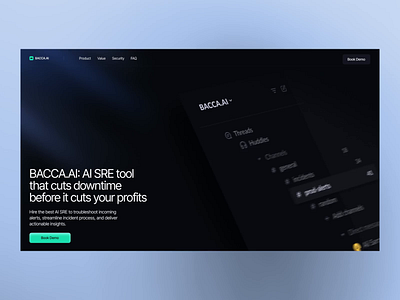 AI Landing page website design SRE hero ✦ Bacca ai animation design interaction landing page motion graphics service site startup ui ux web design website
