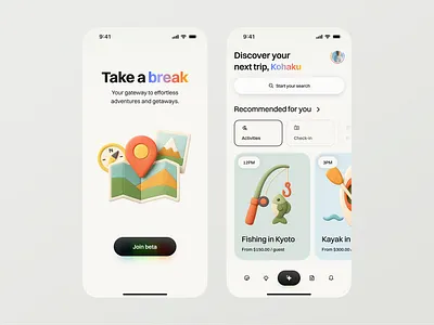 Roam - Travel Mobile App app card icon mobile onboarding travel ui design