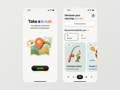 Roam - Travel Mobile App app card icon mobile onboarding travel ui design