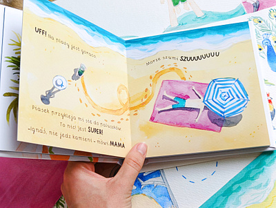 Watercolor summer book for small kids book illustration childrens book design hand painted illustration illustration art kids book kids illustration magdalena illustration magdalena żołnierowicz watercolor watercolor art watercolour