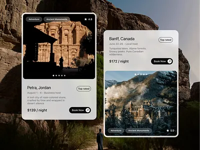Adventure Cards app design cards design travel ui ux