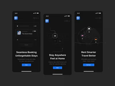Travel Itinerary Onboarding clean dark hotel login mobile mobile onboarding onboarding onboarding screen onboarding users rent simple travel app travel onboarding trip itinerary ui