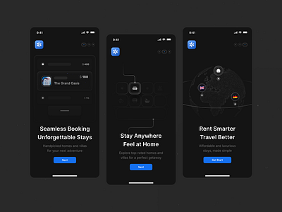 Travel Itinerary Onboarding clean dark hotel login mobile mobile onboarding onboarding onboarding screen onboarding users rent simple travel app travel onboarding trip itinerary ui