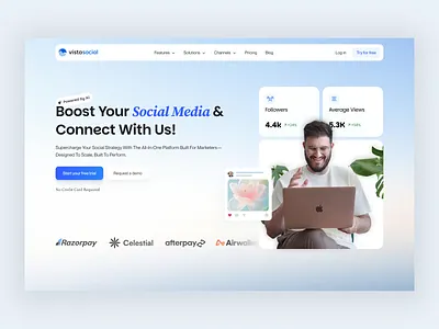 Vistasocial Hero Section Revamp clean ui hero hero design hero section landing page design landing page ui saas saas landing page social social media design social website design template design ux design visual design website website design website redesign