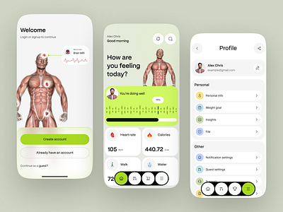 Health & Fitness Tracking UI activity tracker app design body measurement tracker fitness tracking app habit tracker health and fitness app health care health dashboard ui health tracker ios design minimal mobile app ofspace tracking sleep training ui design wellness tracker design workout tracking