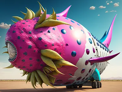 purple dragon fruit plane weird art AI funny 3d 8k ai aiart art articial colours composing concept digital future generated ki render surreal vibrant